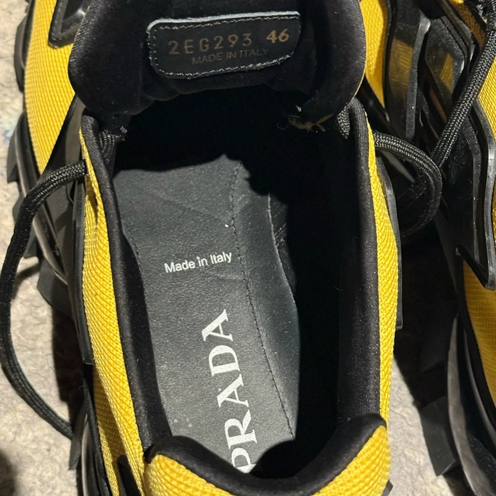 $1200 Prada Mens Cloudbust Thunder Sneakers Yellow  46 US 12 - Picture 5 of 8